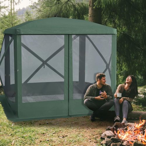  Outsunny 7x7 Pop Up Camping Gazebo Canopy Shelter Screen Tent with Ventilating Mesh, Portable Carry Bag for Outdoor Party Event