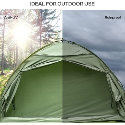  Outsunny 1 Person Compact Pop Up Portable Folding Outdoor Elevated Camping Cot Tent Combo Set