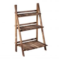 Outsunny 24x 14 Rustic Wooden 3-Tier Ladder Folding Raised Plant Stand