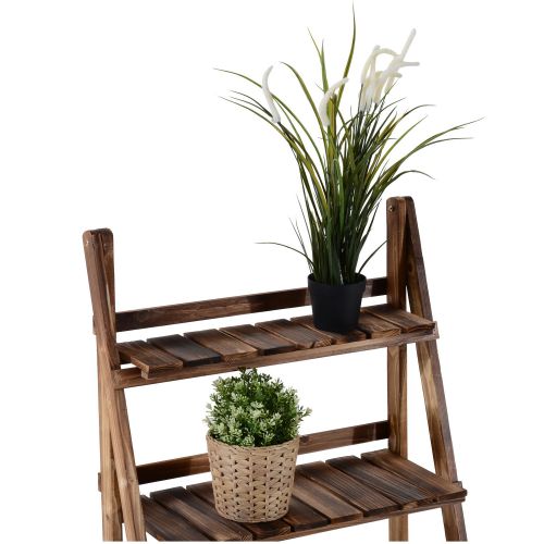  Outsunny 24x 14 Rustic Wooden 3-Tier Ladder Folding Raised Plant Stand