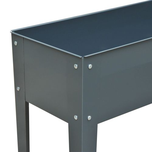  Outsunny 40 x 12 x 32 Metal Elevated Garden Bed Planter Box (Dark Gray)