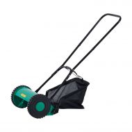 Outsunny 12 Inch 5 Blade Push Lawn Mower with Grass Catcher  Green/Black