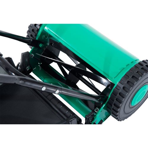  Outsunny 12 Inch 5 Blade Push Lawn Mower with Grass Catcher  Green/Black