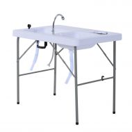 Outsunny GJH One Fish Cleaning Table Portable Folding Faucet Sink Outdoor Camping Kitchen 39.8x26.0x31.9