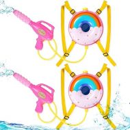 Outus 2 Pieces Water Gun Donuts Water Gun Backpack Water Squirt Toy with Water Tank Donuts Water Gun Backpacks for Boys Girls Summer Swimming Pool Beach Outdoor Plaything Games (Rainbow Style)