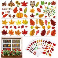 Outus 180 Pieces Thanksgiving Fall Autumn Leaves Acorns Window Sticker Maple Decorations Autumn Decals Party Decor Ornaments