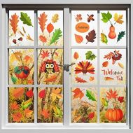 Outus 210 Pieces Fall Leaves Window Cling Stickers Thanksgiving Autumn Leaves Stickers Harvest Maple Acorn Window Decals for Autumn Holiday Party Decorations