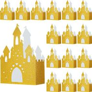 Outus 20 Pieces Gold Castle Table Centerpiece Princess Theme Castle Princess Party Supplies Gold Glitter Party Favor Box Foil Candy Present DIY Treat Box for Table Decoration Guest Birth