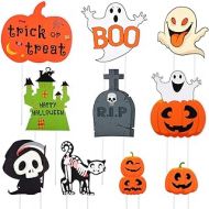 Outus 10 Pieces Halloween Yard Stake Halloween Yard Sign Pumpkins Ghost Yard Signs with Stakes for Halloween Outdoor Decoration