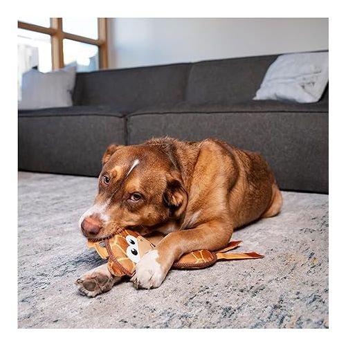  Outward Hound Fire Biterz Giraffe Firehose Plush Dog Toy Brown, Medium