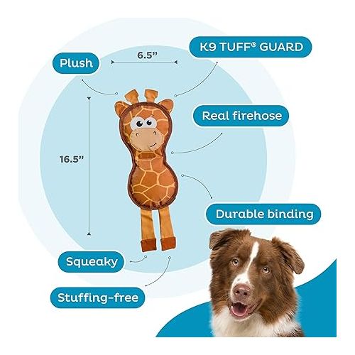  Outward Hound Fire Biterz Giraffe Firehose Plush Dog Toy Brown, Medium