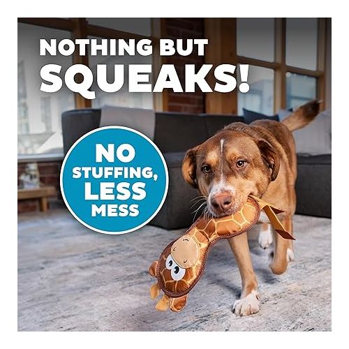  Outward Hound Fire Biterz Giraffe Firehose Plush Dog Toy Brown, Medium