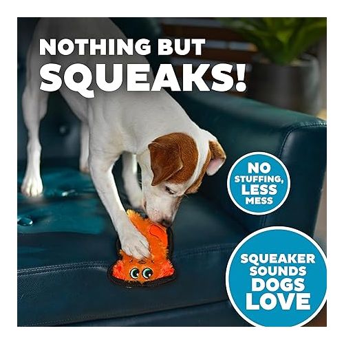  Outward Hound Durablez Tough Plush Squeaky Dog Toy, Dog, Orange, XS