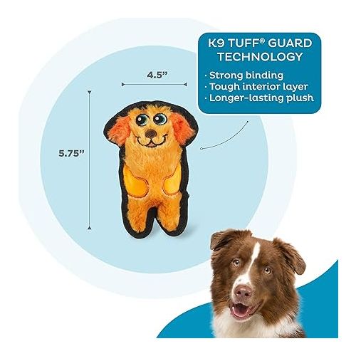  Outward Hound Durablez Tough Plush Squeaky Dog Toy, Dog, Orange, XS