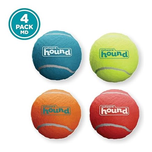  Outward Hound Squeaker Ballz Fetch Dog Toy, Medium - 4 Pack