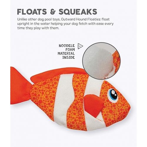  Outward Hound Floatiez Clownfish Floating Interactive Dog Toy, Small