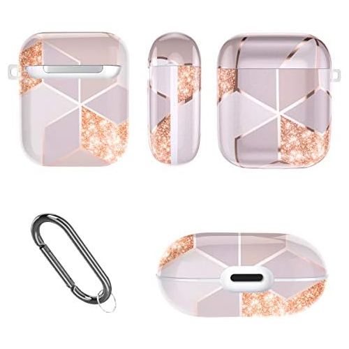  [아마존베스트]Ouwegaga Case Floral Printed Shockproof Protective Case TPU Case Compatible with AirPods 1 & 2 Supports Wireless Charging