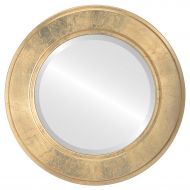 Oval And Round Mirrors Round Beveled Wall Mirror for Home Decor - Montreal Style - Gold Leaf - 29x29 outside dimensions