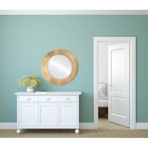  Oval And Round Mirrors Round Beveled Wall Mirror for Home Decor - Montreal Style - Gold Leaf - 29x29 outside dimensions