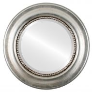 Oval And Round Mirrors Round Wall Mirror for Home Decor, Bedroom, Living Room, Bathroom | Decorative Framed Beveled Mirror | Heritage Style - Silver Leaf with Brown Antique - 23x23 Inch Outside Dimension