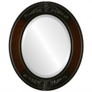 Oval And Round Mirrors Oval Beveled Wall Mirror for Home Decor - Ramino Style - Walnut - 27x33 outside dimensions