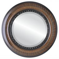 Oval And Round Mirrors Round Beveled Wall Mirror for Home Decor - Chicago Style - Vintage Walnut - 29x29 outside dimensions