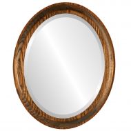 Oval And Round Mirrors Oval Beveled Wall Mirror for Home Decor - Vancouver Style - Toasted Oak - 19x23 outside dimensions