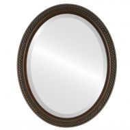 Oval And Round Mirrors Oval Beveled Wall Mirror for Home Decor - Santa Fe Style - Walnut - 24x30 outside dimensions