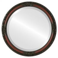 Oval And Round Mirrors Round Beveled Wall Mirror for Home Decor - Jefferson Style - Rosewood - 26x26 outside dimensions