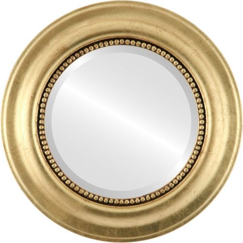  Oval And Round Mirrors Round Wall Mirror for Home Decor, Bedroom, Living Room, Bathroom | Decorative Framed Beveled Mirror | Heritage Style - Gold Leaf - 23x23 Inch Outside Dimensions