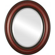 Oval And Round Mirrors Oval Wall Mirror for Home Decor, Bedroom, Living Room, Bathroom | Decorative Framed Beveled Mirror | Heritage Style - Vintage Cherry - 29x35 Inch Outside Dimensions