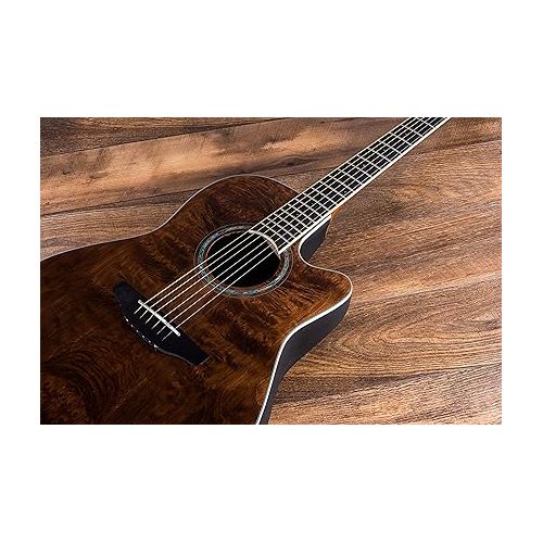  Ovation Celebrity Standard Exotic 6 String Acoustic-Electric Guitar, Right Handed, Nutmeg Burled Maple (CS24P-NBM)