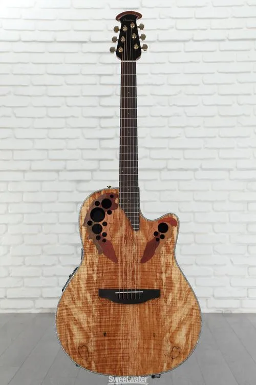  Ovation Celebrity Elite Plus CE44P-SM Mid-Depth Acoustic-Electric Guitar - Natural Spalted Maple Demo