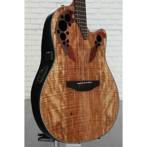  Ovation Celebrity Elite Plus CE44P-SM Mid-Depth Acoustic-Electric Guitar - Natural Spalted Maple Demo