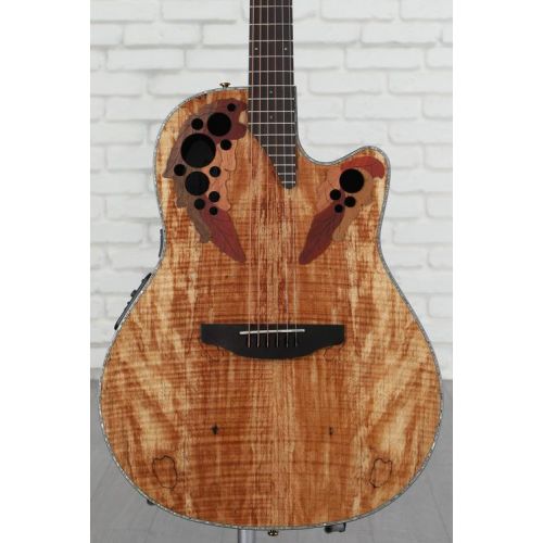  Ovation Celebrity Elite Plus CE44P-SM Mid-Depth Acoustic-Electric Guitar - Natural Spalted Maple Demo