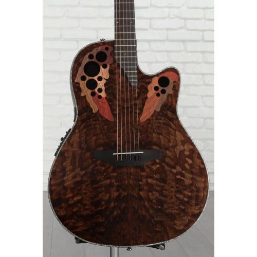  Ovation Celebrity Elite Plus CE44P-TGE Mid-Depth Acoustic-Electric Guitar - Dark Tiger Eye