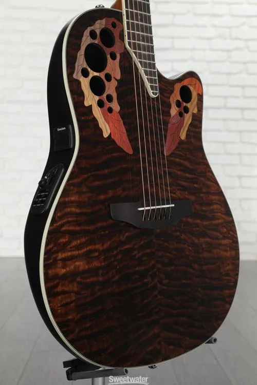 Ovation Celebrity Elite CE48P-TGE Super Shallow Acoustic-Electric Guitar - Tiger Eye