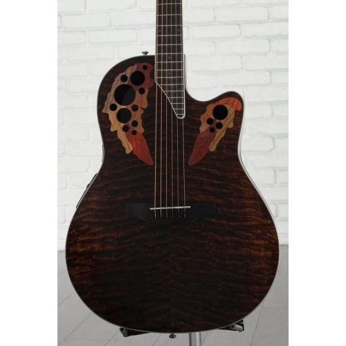  Ovation Celebrity Elite CE48P-TGE Super Shallow Acoustic-Electric Guitar - Tiger Eye