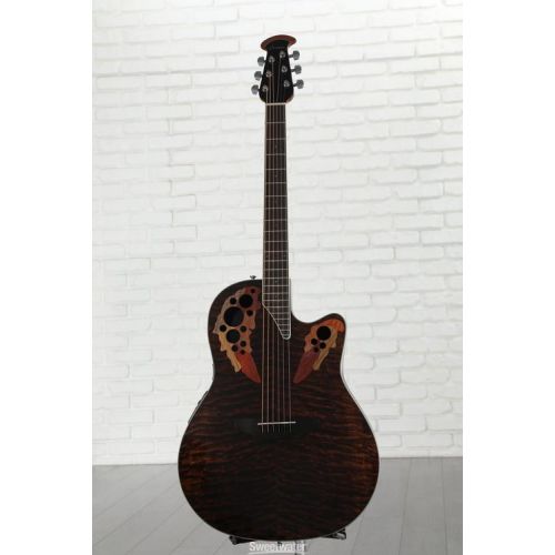  Ovation Celebrity Elite CE48P-TGE Super Shallow Acoustic-Electric Guitar - Tiger Eye