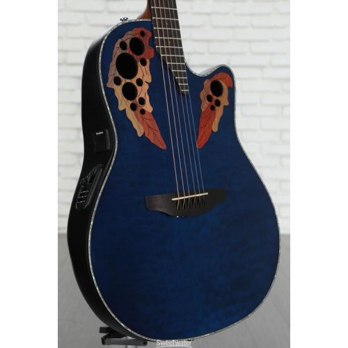  Ovation Celebrity Elite Plus CE44P-8TQ Mid-Depth Acoustic-Electric Guitar - Caribbean Blue