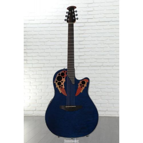  Ovation Celebrity Elite Plus CE44P-8TQ Mid-Depth Acoustic-Electric Guitar - Caribbean Blue
