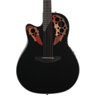 Ovation Elite Celebrity Mid-Depth Left-handed Acoustic-Electric Guitar - Black