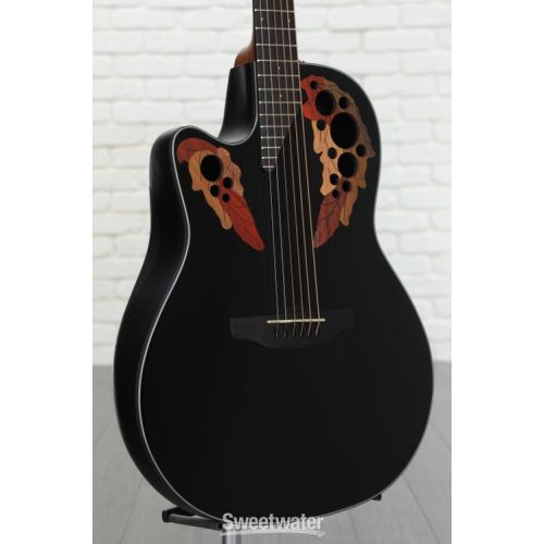  Ovation Elite Celebrity Mid-Depth Left-handed Acoustic-Electric Guitar - Black