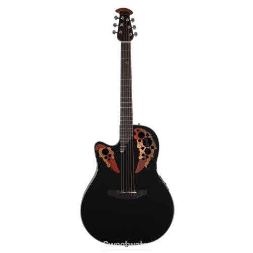  Ovation Elite Celebrity Mid-Depth Left-handed Acoustic-Electric Guitar - Black