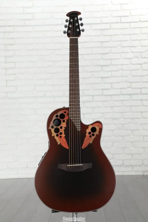  Ovation Celebrity Elite CE44-RRB Mid-depth Acoustic-electric Guitar - Reverse Red Burst