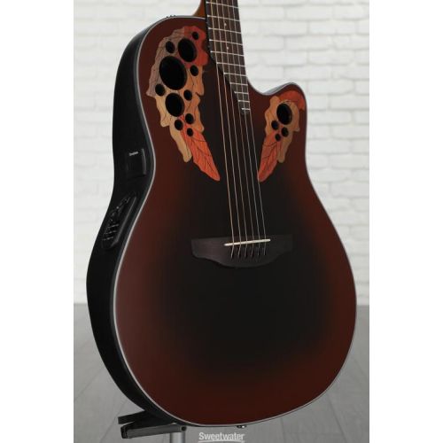  Ovation Celebrity Elite CE44-RRB Mid-depth Acoustic-electric Guitar - Reverse Red Burst