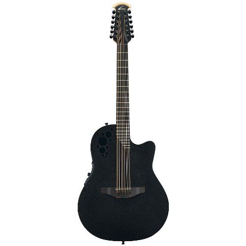  Ovation Elite T 2058TX 12-string Acoustic-electric Guitar, Black