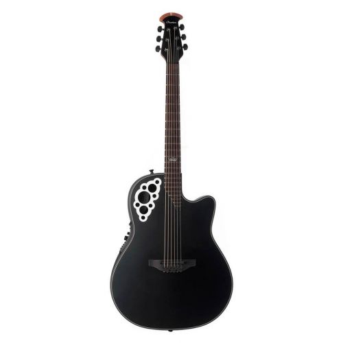  Ovation Kaki King Signature Elite AA Solid Spruce Top Acoustic-Electric Guitar with Hard Case, Satin Black