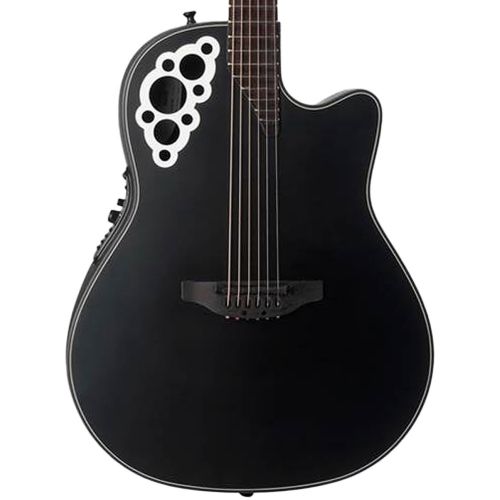  Ovation Kaki King Signature Elite AA Solid Spruce Top Acoustic-Electric Guitar with Hard Case, Satin Black
