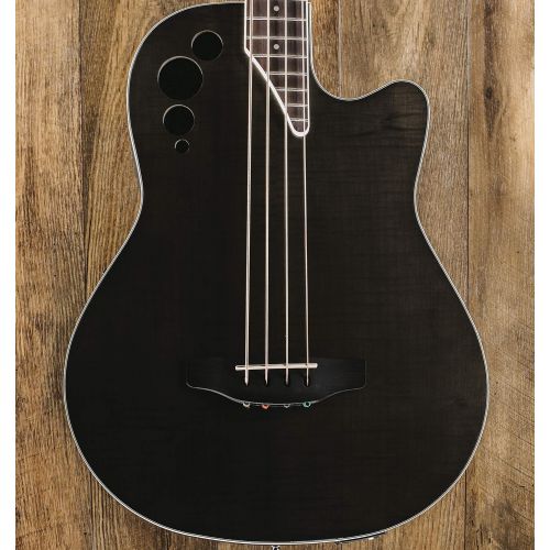  Ovation Applause 4 String Acoustic-Electric Bass Guitar, Right, Transparent Black Flame Maple (AEB4IIP-TBKF)